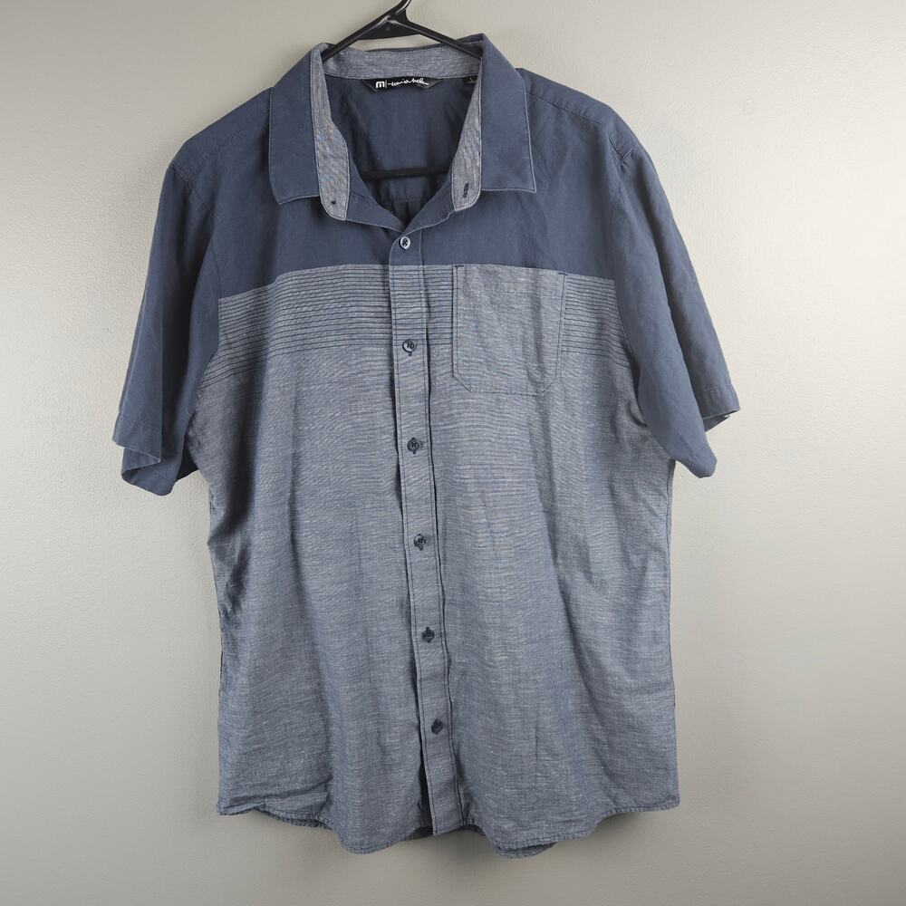 Travis Mathews Navy Blue Heathered Button Up Casual Shirt Sz Large Travis Mathew
